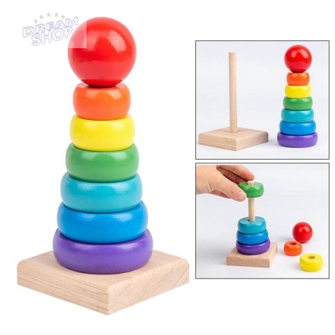 Sorter drewniany tęczowa wieża piramida kolor SC-2