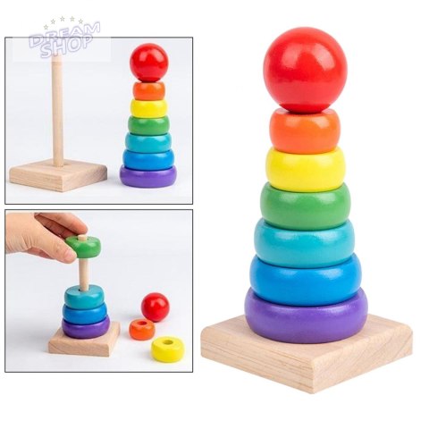 Sorter drewniany tęczowa wieża piramida kolor SC-2