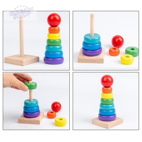 Sorter drewniany tęczowa wieża piramida kolor SC-2