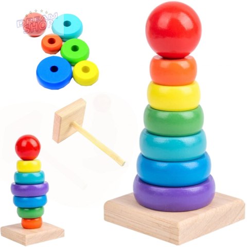 Sorter drewniany tęczowa wieża piramida kolor SC-2