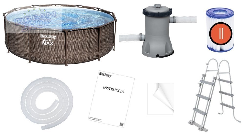 Bestway basen Stelażowy 366x100cm 9w1 rattan 56709 Bestway basen Stelażowy 366x100cm 9w1 rattan 56709