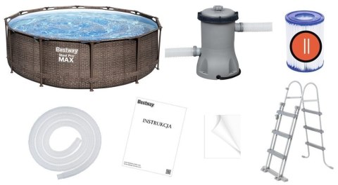 Bestway basen Stelażowy 366x100cm 9w1 rattan 56709