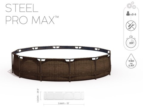 Bestway basen Stelażowy 366x100cm 9w1 rattan 56709