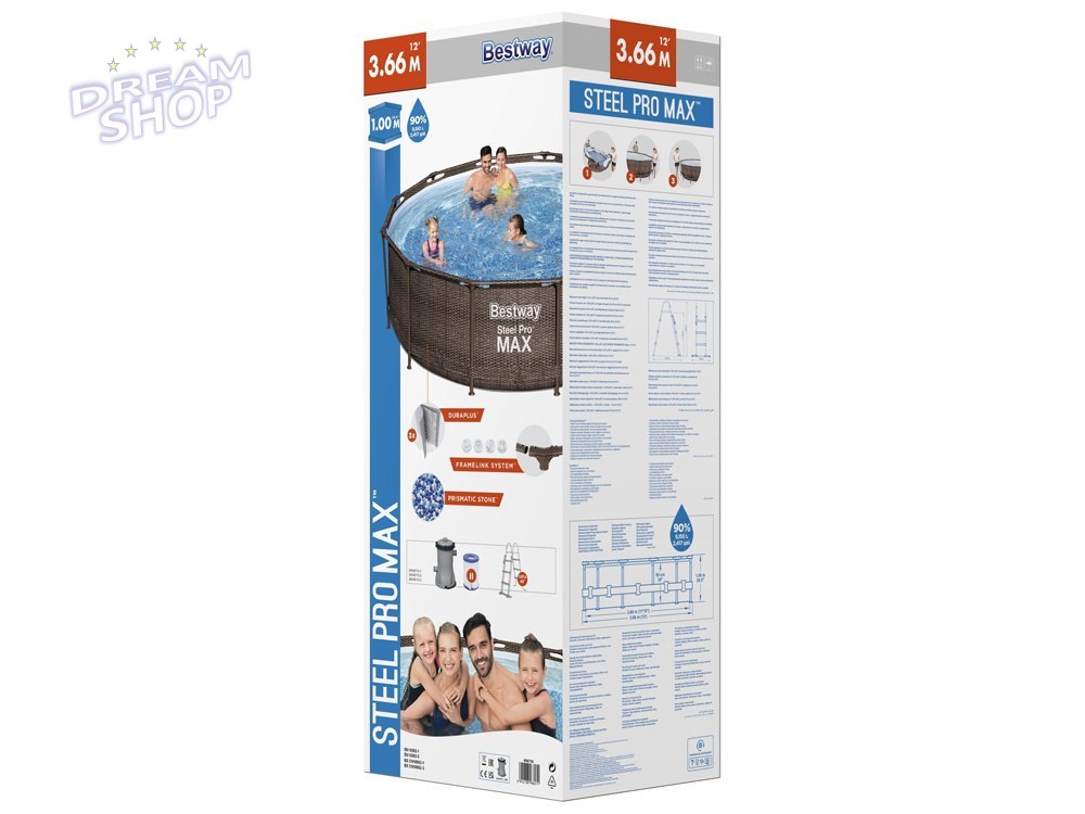 Bestway basen Stelażowy 366x100cm 9w1 rattan 56709 Bestway basen Stelażowy 366x100cm 9w1 rattan 56709