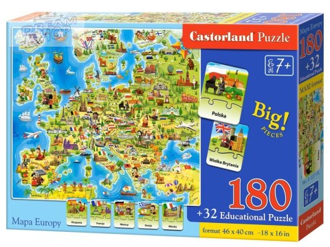 Castorland Puzzle Mapa Europy 180 ele Quiz CA0036