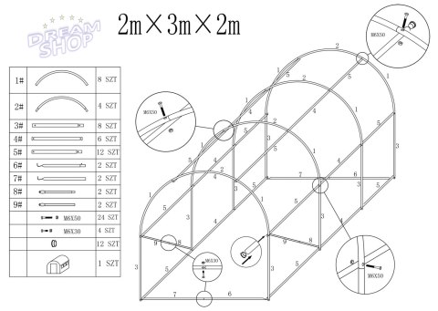 Tunel foliowy - szklarnia ogrodowa AUREA 2x3m Tunel foliowy - szklarnia ogrodowa AUREA 2x3m