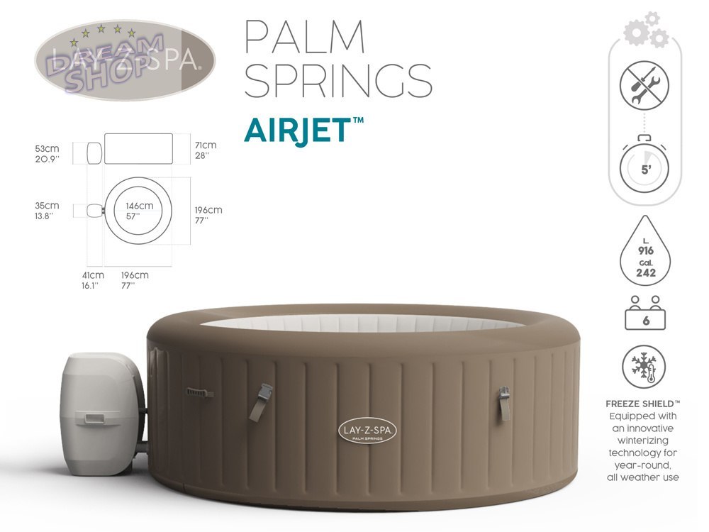 Bestway Lay-Z-Spa Palm Springs jacuzzi 4-6os 60017 Bestway Lay-Z-Spa Palm Springs jacuzzi 4-6os 60017