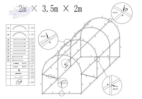 Tunel foliowy - szklarnia ogrodowa AUREA 2x3,5m Tunel foliowy - szklarnia ogrodowa AUREA 2x3,5m