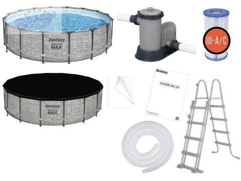 Bestway Basen stelażowy 488x122 kamień 10w1 5619E Bestway Basen stelażowy 488x122 kamień 10w1 5619E