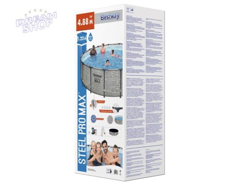 Bestway Basen stelażowy 488x122 kamień 10w1 5619E Bestway Basen stelażowy 488x122 kamień 10w1 5619E