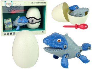 Zestaw Dinozaur Mosasaur z Jajkiem DIY Śrubokręt Niebieski