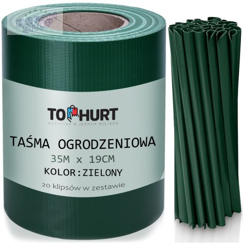 Taśma ogrodzeniowa 19 cm x 35 m zielona