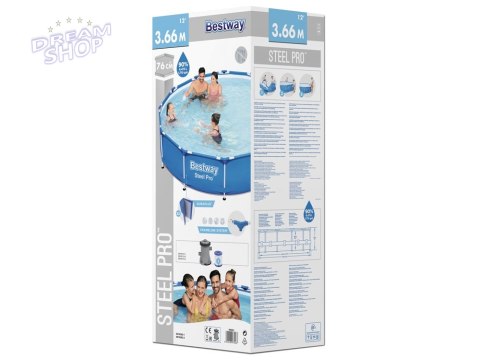 Bestway Basen stelażowy 366cm x 76cm 8w1 56681 Bestway Basen stelażowy 366cm x 76cm 8w1 56681