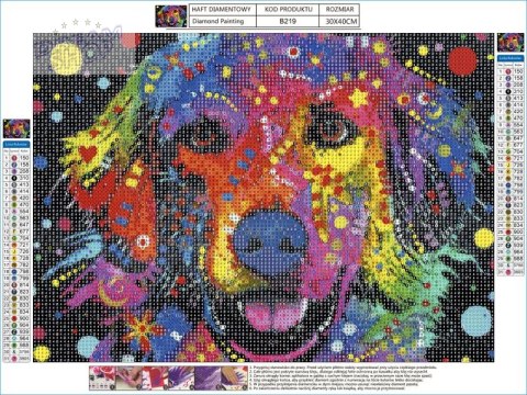 Haft Diamentowy, Obraz, Mozaika Diamentowa Diamond Painting, ABSTRAKCYJNY PIES 40x30cm Haft Diamentowy, Obraz, Mozaika Diamentowa Diamond Painting, ABSTRAKCYJNY PIES 40x30cm