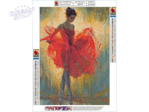 Haft Diamentowy, Obraz, Mozaika Diamentowa Diamond Painting, BALETNICA W CZERWIENI 30x40cm Haft Diamentowy, Obraz, Mozaika Diamentowa Diamond Painting, BALETNICA W CZERWIENI 30x40cm