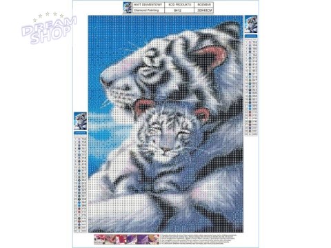 Haft Diamentowy, Obraz, Mozaika Diamentowa Diamond Painting, BIAŁE TYGRYSY 30x40cm Haft Diamentowy, Obraz, Mozaika Diamentowa Diamond Painting, BIAŁE TYGRYSY 30x40cm