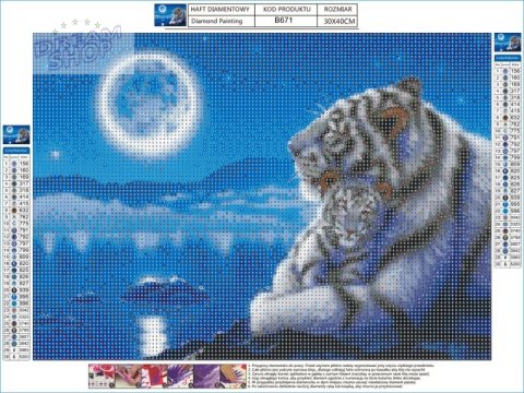 Haft Diamentowy, Obraz, Mozaika Diamentowa Diamond Painting, BIAŁE TYGRYSY W BLASKU KSIĘŻYCA 40x30cm Haft Diamentowy, Obraz, Mozaika Diamentowa Diamond Painting, BIAŁE TYGRYSY W BLASKU KSIĘŻYCA 40x30cm
