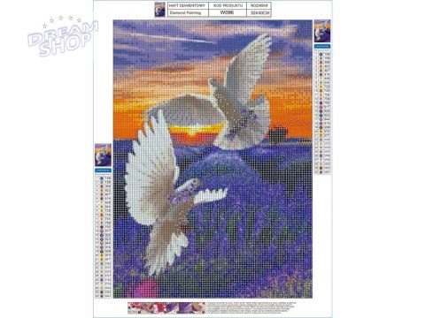 Haft Diamentowy, Obraz, Mozaika Diamentowa Diamond Painting, DWA GOŁĘBIE 30x40cm Haft Diamentowy, Obraz, Mozaika Diamentowa Diamond Painting, DWA GOŁĘBIE 30x40cm