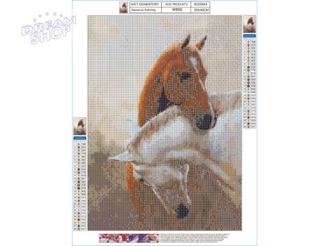 Haft Diamentowy, Obraz, Mozaika Diamentowa Diamond Painting, DWA KONIE 30x40cm Haft Diamentowy, Obraz, Mozaika Diamentowa Diamond Painting, DWA KONIE 30x40cm