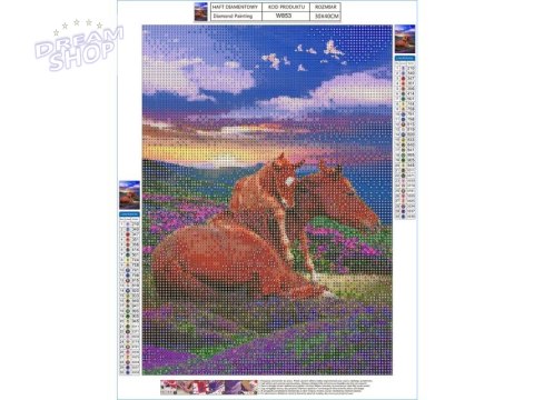 Haft Diamentowy, Obraz, Mozaika Diamentowa Diamond Painting, DWA KONIE - GÓRY 30x40cm Haft Diamentowy, Obraz, Mozaika Diamentowa Diamond Painting, DWA KONIE - GÓRY 30x40cm