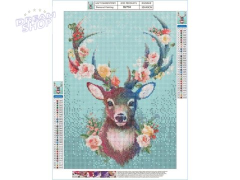 Haft Diamentowy, Obraz, Mozaika Diamentowa Diamond Painting, JELONEK - KWIECISTE POROŻE 30x40cm Haft Diamentowy, Obraz, Mozaika Diamentowa Diamond Painting, JELONEK - KWIECISTE POROŻE 30x40cm