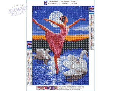 Haft Diamentowy, Obraz, Mozaika Diamentowa Diamond Painting, JEZIORO ŁABĘDZIE Baletnica 30x40cm Haft Diamentowy, Obraz, Mozaika Diamentowa Diamond Painting, JEZIORO ŁABĘDZIE Baletnica 30x40cm