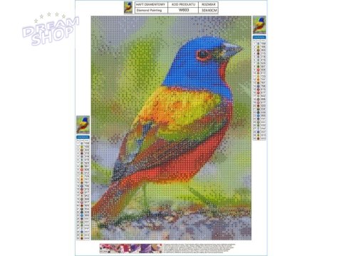 Haft Diamentowy, Obraz, Mozaika Diamentowa Diamond Painting, KOLOROWY PTAK 30x40cm Haft Diamentowy, Obraz, Mozaika Diamentowa Diamond Painting, KOLOROWY PTAK 30x40cm