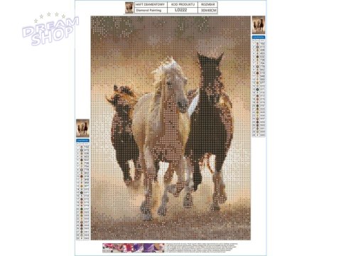 Haft Diamentowy, Obraz, Mozaika Diamentowa Diamond Painting, KONIE W GALOPIE 30x40cm Haft Diamentowy, Obraz, Mozaika Diamentowa Diamond Painting, KONIE W GALOPIE 30x40cm