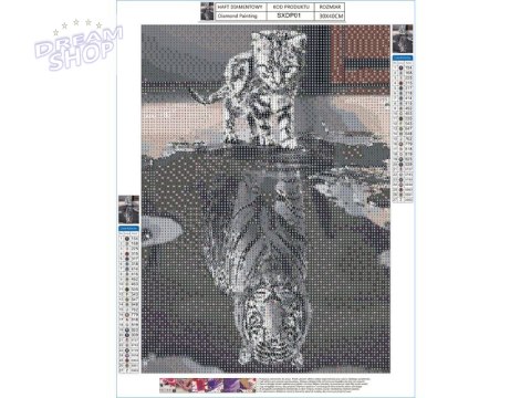 Haft Diamentowy, Obraz, Mozaika Diamentowa Diamond Painting, ODBICIE LUSTRZANE - KOTEK TYGRYS 30x40cm Haft Diamentowy, Obraz, Mozaika Diamentowa Diamond Painting, ODBICIE LUSTRZANE - KOTEK TYGRYS 30x40cm