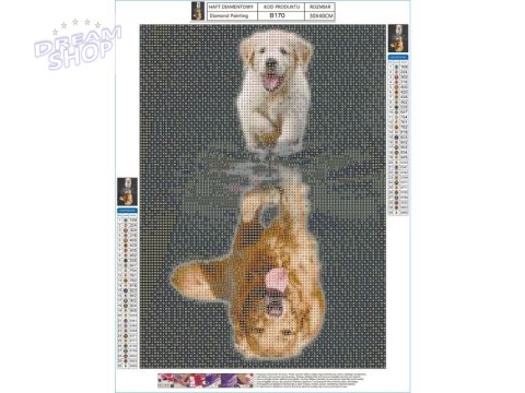 Haft Diamentowy, Obraz, Mozaika Diamentowa Diamond Painting, ODBICIE LUSTRZANE - PIES 30x40cm Haft Diamentowy, Obraz, Mozaika Diamentowa Diamond Painting, ODBICIE LUSTRZANE - PIES 30x40cm