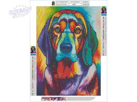 Haft Diamentowy, Obraz, Mozaika Diamentowa Diamond Painting, PIES W KOLORZE 30x40cm Haft Diamentowy, Obraz, Mozaika Diamentowa Diamond Painting, PIES W KOLORZE 30x40cm