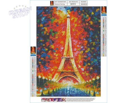 Haft Diamentowy, Obraz, Mozaika Diamentowa Diamond Painting, WIEŻA EIFFLA W KOLORZE 30x40cm Haft Diamentowy, Obraz, Mozaika Diamentowa Diamond Painting, WIEŻA EIFFLA W KOLORZE 30x40cm