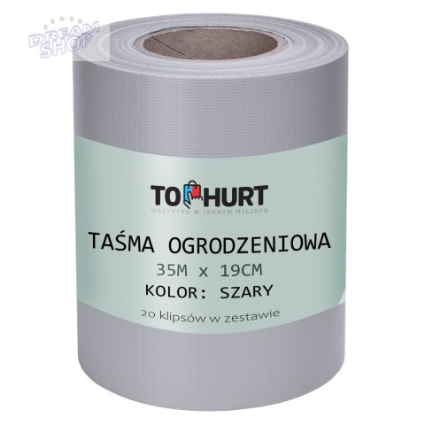Taśma ogrodzeniowa 19 cm x 35 m szara Taśma ogrodzeniowa 19 cm x 35 m szara
