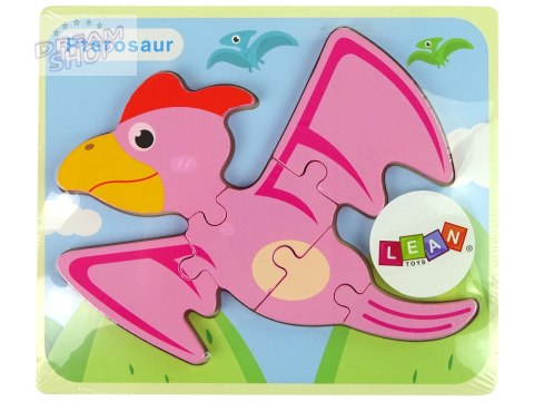 Drewniane Puzzle Dinozaur Pterodaktyl Różowy Drewniane Puzzle Dinozaur Pterodaktyl Różowy