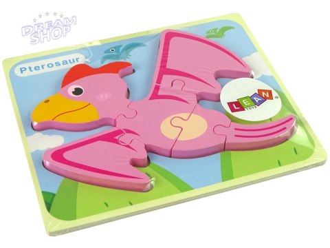 Drewniane Puzzle Dinozaur Pterodaktyl Różowy Drewniane Puzzle Dinozaur Pterodaktyl Różowy