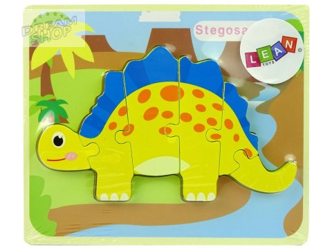 Drewniane Puzzle Dinozaur Stegosaurus Żółty Drewniane Puzzle Dinozaur Stegosaurus Żółty