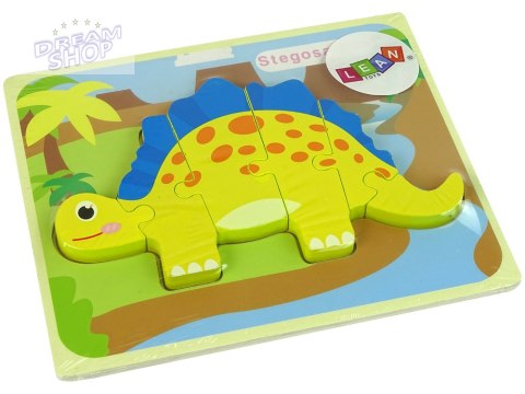 Drewniane Puzzle Dinozaur Stegosaurus Żółty Drewniane Puzzle Dinozaur Stegosaurus Żółty