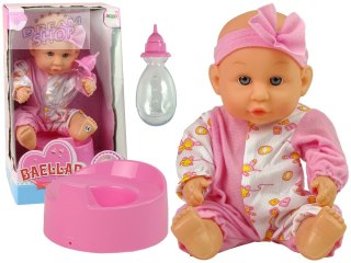 Lalka Bobas Różowa Nocnik Siusia Pije Kokardka 24 cm