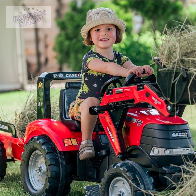 FALK Traktor Case na Pedały z Łyżką i Przyczepką Czerwony od 3 Lat FALK Traktor Case na Pedały z Łyżką i Przyczepką Czerwony od 3 Lat