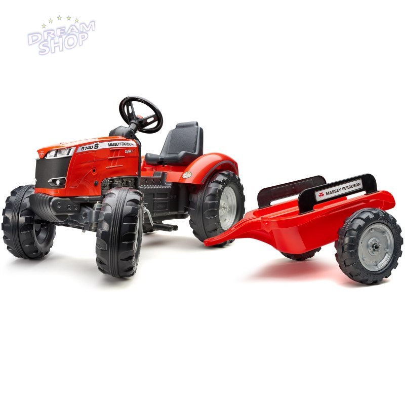 FALK Traktor Massey Ferguson Czerwony na Pedały z Przyczepką od 3 Lat FALK Traktor Massey Ferguson Czerwony na Pedały z Przyczepką od 3 Lat
