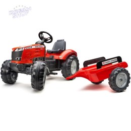 FALK Traktor Massey Ferguson Czerwony na Pedały z Przyczepką od 3 Lat