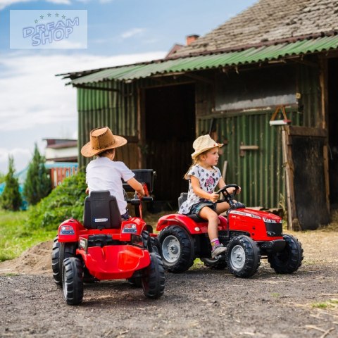 FALK Traktor Massey Ferguson Czerwony na Pedały z Przyczepką od 3 Lat FALK Traktor Massey Ferguson Czerwony na Pedały z Przyczepką od 3 Lat