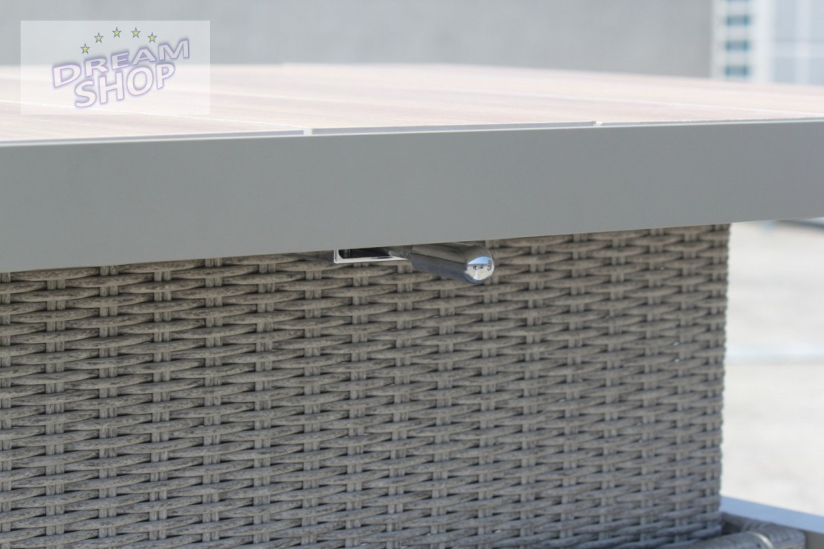 Meble Ogrodowe Rattan Narożniki + Regulowany Stół z Blatem Ceramicznym Beżowy Meble Ogrodowe Rattan Narożniki + Regulowany Stół z Blatem Ceramicznym Beżowy
