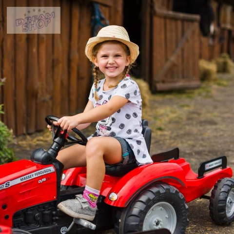 FALK Traktor Massey Ferguson Czerwony na Pedały z Przyczepką od 3 Lat FALK Traktor Massey Ferguson Czerwony na Pedały z Przyczepką od 3 Lat