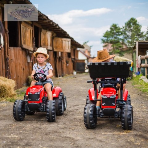 FALK Traktor Massey Ferguson Czerwony na Pedały z Przyczepką od 3 Lat FALK Traktor Massey Ferguson Czerwony na Pedały z Przyczepką od 3 Lat