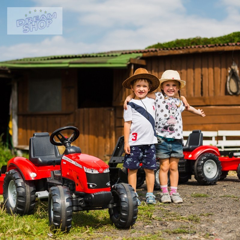 FALK Traktor Massey Ferguson Czerwony na Pedały z Przyczepką od 3 Lat FALK Traktor Massey Ferguson Czerwony na Pedały z Przyczepką od 3 Lat