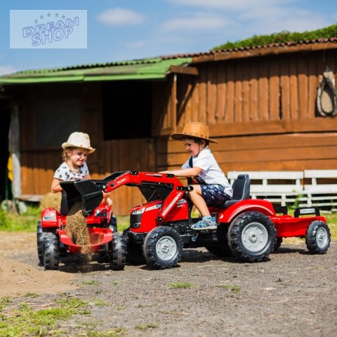FALK Traktor Massey Ferguson Czerwony na Pedały z Przyczepką od 3 Lat FALK Traktor Massey Ferguson Czerwony na Pedały z Przyczepką od 3 Lat