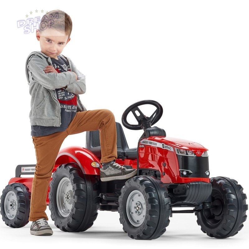 FALK Traktor Massey Ferguson Czerwony na Pedały z Przyczepką od 3 Lat FALK Traktor Massey Ferguson Czerwony na Pedały z Przyczepką od 3 Lat