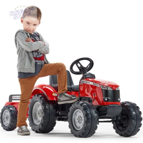 FALK Traktor Massey Ferguson Czerwony na Pedały z Przyczepką od 3 Lat FALK Traktor Massey Ferguson Czerwony na Pedały z Przyczepką od 3 Lat