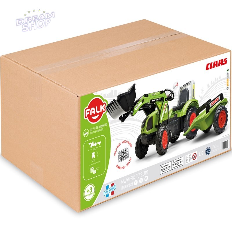 Claas Arion 430 Traktor na pedały z łyżką i przyczepką 1040AM Zielony FALK Claas Arion 430 Traktor na pedały z łyżką i przyczepką 1040AM Zielony FALK